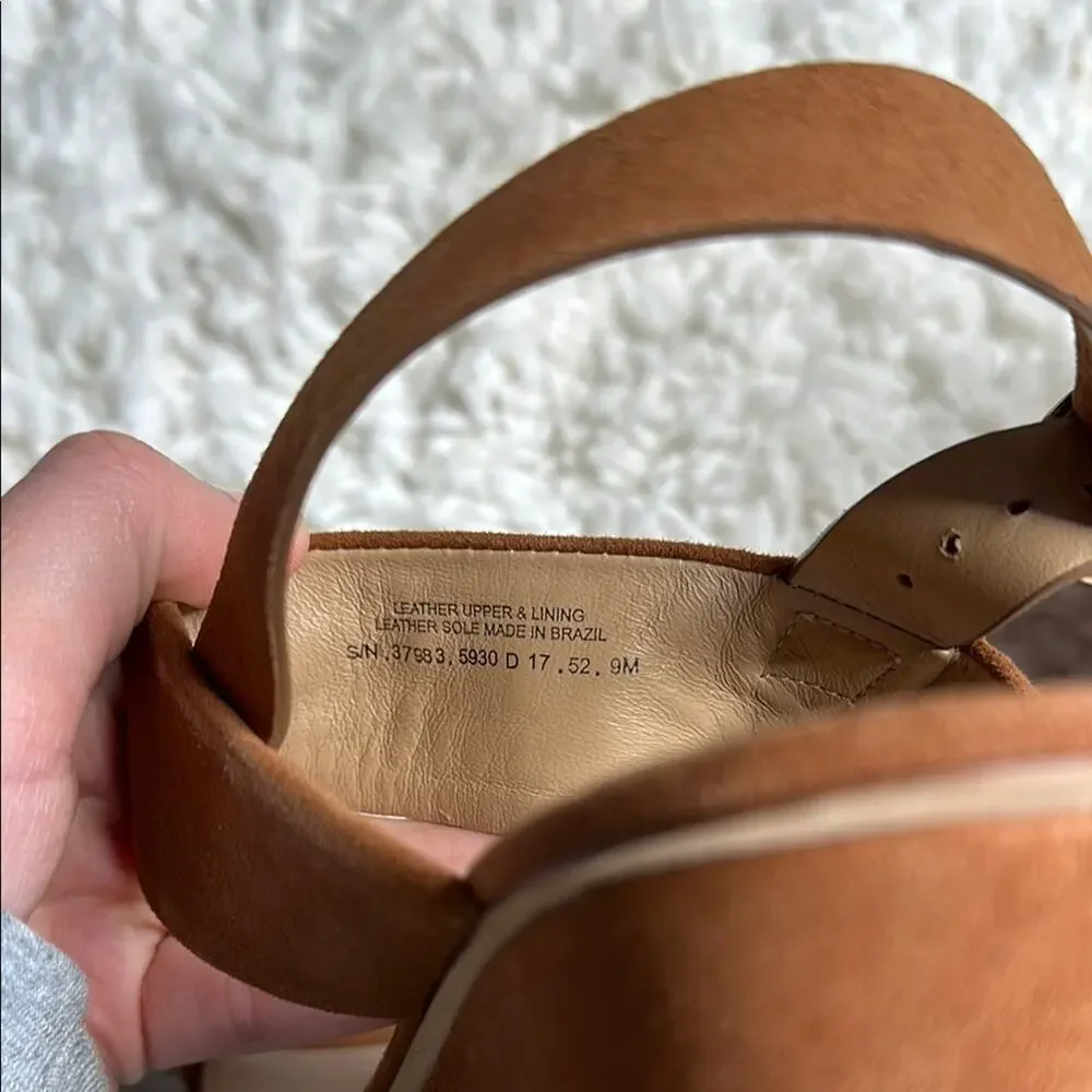 Tory Burch Women's Tan Sandals Suede Wedge Strappy Heels Brown Neutral Classy